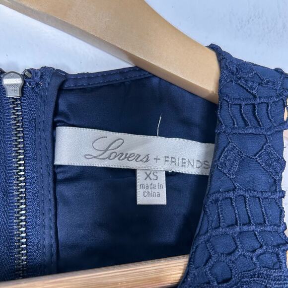 Lovers + Friends Navy Caspian Dress Women’s XS Sleeveless Mini Lace Whimsigoth - Picture 5 of 9